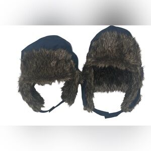 LOT of 2 The Children’s Place Blue Navy Sherpa Winter Hats SZ: S-M 4-7 & L (8)